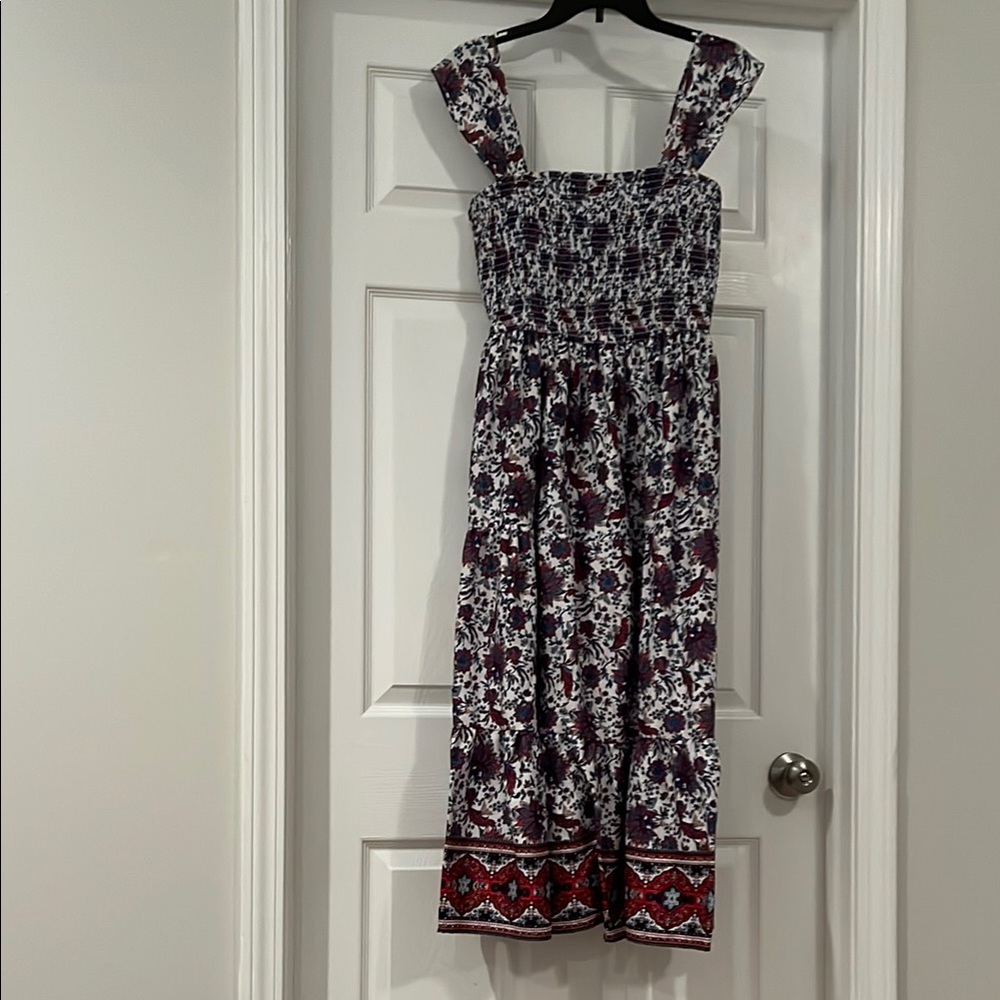 Floral Patterned maxi dress  with Red Accents